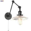 GobekUsa Industrial Loft Swing Arm Wall Sconce Clear Glass Pull Chain Switch Bedside Lamp