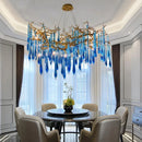 GobekUsa Blue Crystal Chandelier: Luxe Living Room LED Lighting