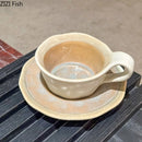 GobekUsa Kiln Porcelain Cup & Saucer: Creative Retro Coffee Mug Set