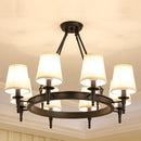 GobekUsa Country Fabric Chandelier: Wrought Iron Bedroom Kitchen Living Room Ceiling Light