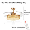 GobekUsa Crystal Ceiling Fans with LED Light & Remote Control, Gold Finish