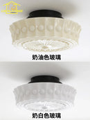 GobekUsa Cream Glass LED Ceiling Light Retro Medieval Style Home Decor