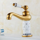 GobekUsa Gold Brass Basin Faucet with Diamond, Single Handle Hot Cold Mixer Tap