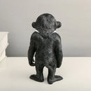 GobekUsa Gorilla Sculpture Resin Figure Monkey Statue Home Decor Living Room Figurine Craft