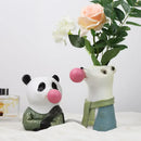 GobekUsa Animal Bust Succulent Vase Hand-Painted Resin Figure with Giraffe/Zebra/Bear/Panda Blowing Bubbles