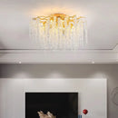 GobekUsa Crystal Branch Chandelier: French Style Romantic Tassel Ceiling Lamp