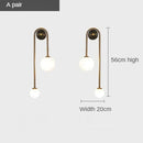 GobekUsa Glass Ball LED Wall Lamp in Gold Iron for Modern Bedroom and Study Lighting