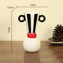 GobekUsa Geometric Stripes Ceramic Vase Black & White Home Decor