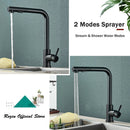 GobekUsa Black Pull Out Kitchen Faucet 360° Rotation 2 Ways Nozzle Hot Cold Mixer Tap
