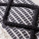 GobekUsa Boho Tufted Fringed Black White Geometry Printed 45x45cm Pillowcase