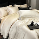 GobekUsa Lace Patchwork Silk Cotton Luxury Bedding Set Queen King Size