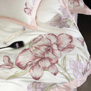 GobekUsa Blooming Flowers Embroidery Bedding Set 600TC Egyptian Cotton Duvet Cover Queen King