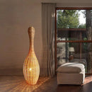 GobekUsa Bamboo Floor Lamp: Unique Rattan Light for Living Room, Bedroom, Teahouse Decor