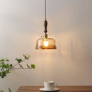 GobekUsa Amber Glass Pendant Lamps Copper Modern Hanging Lights for Living Dining Bedroom
