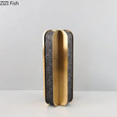 GobekUsa Golden Geometry Vase Artificial Flower Desk Decor - Leather Floral Room Aesthetic