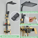 GobekUsa Gold Thermostatic Shower Faucet Set: Smart Digital Mixer, Wall Mounted Rainfall System
