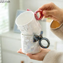 GobekUsa Bowknot Glazed Porcelain Coffee Mug, Lovely Design Tea Cup, Ideal for Milk and Juice