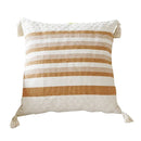 GobekUsa Ivory Brown Coffee Black Stripe Pillow Case with Tassels 45x45cm 30x50cm 50x50cm