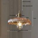 GobekUsa Amber Flower Glass LED Pendant Light - Modern Nordic Copper Switch Hang Lamp