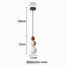 Travertine Stone and Wood Bauhaus Pendant Light