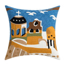 GobekUsa Coastal Chic Blue Geometric Cushion Cover 45x45cm Soft Cotton Breathable Zipper