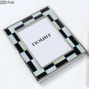 GobekUsa Black White Plaid Metal Photo Frame Abstract Desktop Decoration Display Frames