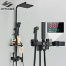 GobekUsa Digital Display Thermostatic Shower Faucet Set with Rain Shower Head