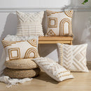 GobekUsa Geometric Tufted Cotton Canvas Embroidered Pillow Covers for Home Decor