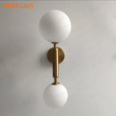 GobekUsa Golden LED Wall Sconce with Milky Glass Ball, 2 G4 Bulbs
