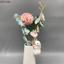 GobekUsa Lovely Rabbit Ceramic Vase Pot for Floral Arrangement, Table Decor & Aesthetic Room Appeal