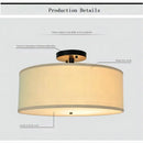 GobekUsa Country Fabric LED Ceiling Light, Modern Wrought Iron Chandelier for Dining Room
