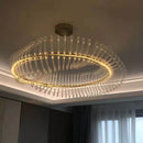 GobekUsa Golden Round Ceiling Chandelier for Bedroom Dining Art Gallery Indoor LED Fixture