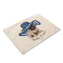 GobekUsa Cute Dog Linen Dining Mats Coasters 42*32cm Home Decor