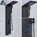 GobekUsa Black LED Shower Column with Massage Jets and Waterfall Mixer Tap