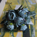 GobekUsa Blue Peony Tea Rose Silk Fake Flowers for DIY Home Garden Wedding Decor