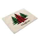 GobekUsa Christmas Linen Dining Table Mats - Festive Home Decor with Santa Claus Print