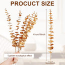 GobekUsa Golden Eucalyptus Leaves Stem x10 - Artificial Autumn Wedding DIY Decoration