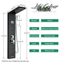 GobekUsa Black Massage Jet Rainfall Shower Panel with Temperature Display 5 Modes