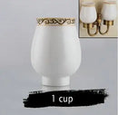 GobekUsa Brass Double Cup Holder with Glass Tumbler - Bathroom Toothbrush Cup Holder