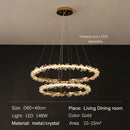 GobekUsa Golden Round Crystal Chandelier | Nordic Luxury LED Halo Chandelier for Living Room