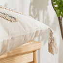 GobekUsa Geometric Embroidery Tassel Cushion Cover - Grey White Simple Loop Tufted Pillow
