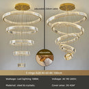 GobekUsa Crystal Circle LED Chandelier: Nordic Modern Stairs Pendant Lighting with Dimmable LED for Living Room