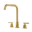 GobekUsa Brass Basin Faucet: Gold/Chrome Double Handle Bathroom Sink Tap, Deck Mounted-Widespread