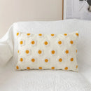 GobekUsa Embroidered Flora Cotton Canvas Pillow Cover 30x50cm Yellow Zigzag Sham