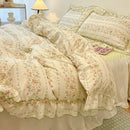 GobekUsa Lace Bedding Set: Printed Design, Single Queen Size, Cozy Quilt Cover, Fitted Sheet, 2 Pillowcases