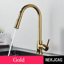GobekUsa Brushed Gold Kitchen Faucet with 360° Rotating Spout and Two Outlet Modes