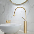 GobekUsa Brushed Gold/Black/White Basin Faucet with Single Handle Swivel Sink Water Crane