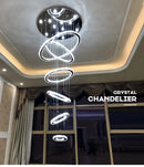 GobekUsa Crystal Rings Chandelier: Modern Luxury Staircase Lighting Fixture