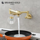 GobekUsa Brass Double Joint Telescopic Kitchen Faucet, Double Handle Sink Faucet