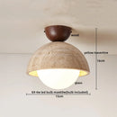 GobekUsa Acrylic LED Ceiling Lamp Yellow Travertine Wood Canopy Wabi Sabi Style